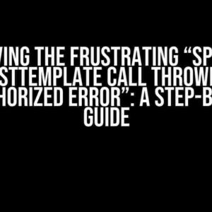 Solving the Frustrating “Spring RestTemplate Call Throwing Unauthorized Error”: A Step-by-Step Guide